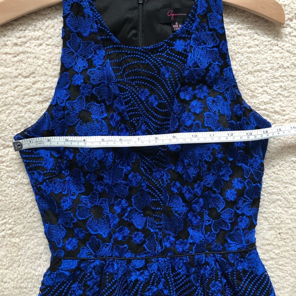 Aqua black/blue dress with pockets and sheer - Picture 9 of 9